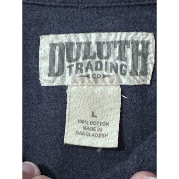 Duluth Trading Co Flannel Shirt Men’s Sz L Blue Button Up Long Sleeve Utility - Picture 4 of 10